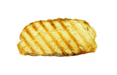 White bread toast. Isolated on white background. Toasted sandwich with grill marks from above.  toasted bread