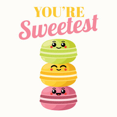 Cute macaroons vector print for t-shirt or other uses,T-shirt graphics / textile graphic. Design element for poster, banner, greeting card