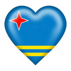 Aruba flag heart button isolated on white with clipping path 3d illustration