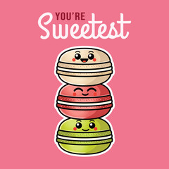 Cute macaroons vector print for t-shirt or other uses,T-shirt graphics / textile graphic. Design element for poster, banner, greeting card