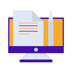 Blogging business management icon with orange purple outline style. web, blog, internet, symbol, social, sign, communication. Vector Illustration