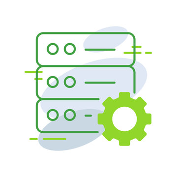 Database management business management icon with green outline style. information, database, technology, data, digital, management, business. Vector Illustration