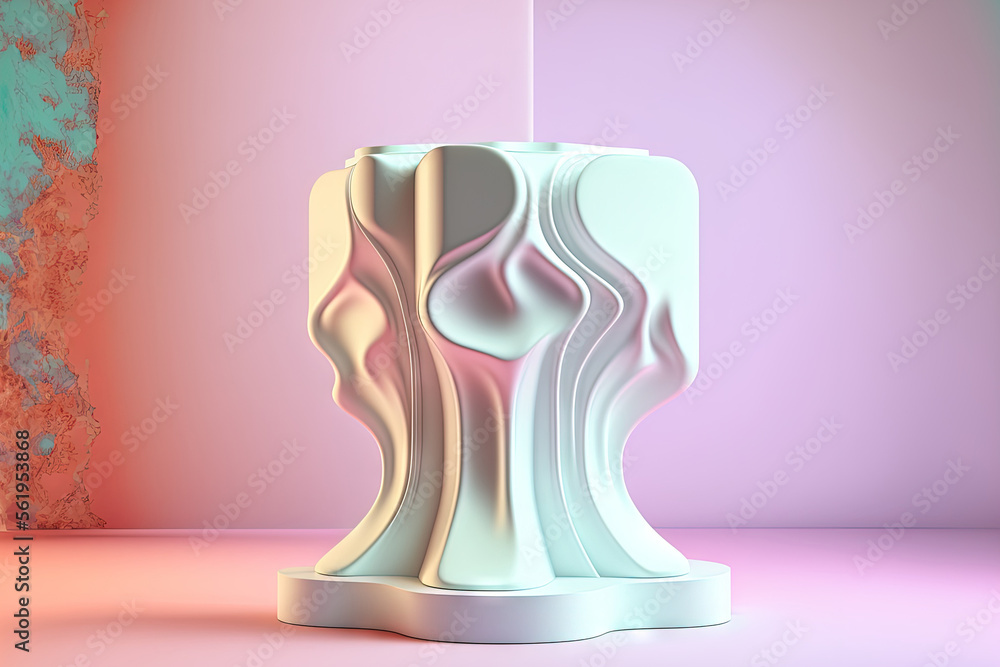 Poster futuristic pedestal with an abstract background for product presentation. generative ai