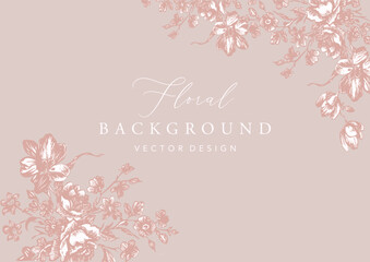 Beautiful floral frame background with soft nature single color.