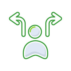 Decision making business management icon with green outline style. decision, business, making, choice, symbol, solution, sign. Vector Illustration