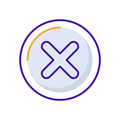 Obraz premium Rejected business management icon with orange purple outline style. reject, symbol, no, web, mark, wrong, choice. Vector Illustration