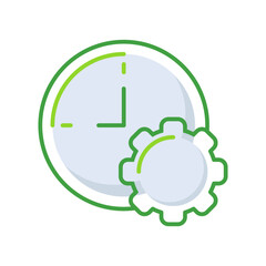 Time management business management icon with green outline style. time, clock, management, business, symbol, graphic, watch. Vector Illustration