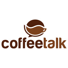 coffee talk combination of coffee beans and chat bubble. social logo vector icon illustration template.