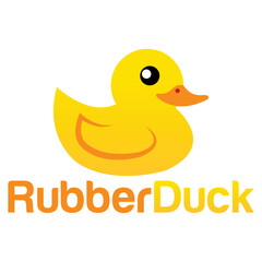 Rubber duck logo flat design logo illustration. vector logo template isolated on white background