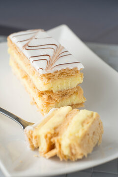 The French Pastry Mille Feuille is a thousand layers of crust and custard.