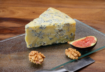 Cheese collection, English old stilton blue cheese close up