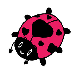 ladybug with heart pattern, character design, cute cartoon isolated , graphic design for presentation, marketing, art, illustration, t-shirt design, cartoon, comic, advertising, online media