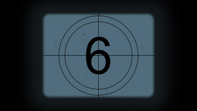 アスペクト比4:3の8mmフィルム・プロジェクターで投影したような10秒カウントダウンムービー　青
