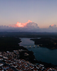 sunset over the river