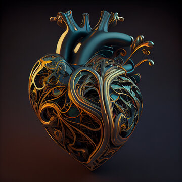 Abstract real heart realistic heart shape love illustration 3d render background