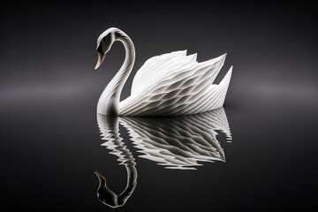 Origami White Swan created with Generative AI