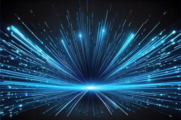 Fototapeta na wymiar Blue light streak fiber optic speed line futuristic background with Generative AI