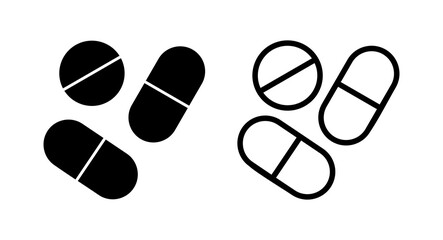 Pills icon vector illustration. capsule icon. Drug sign and symbol