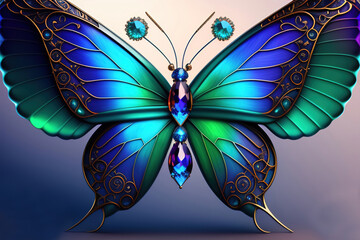 Generative AI: Colorful art of a butterfly texture background closeup