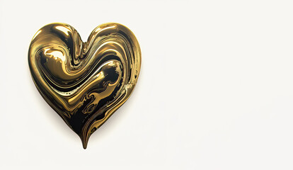 Golden intricate heart on valentine's day with separated background. Gift. With space. Generative AI.