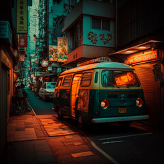 Night Tokyo street Van