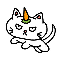 unicorn white cat, character design, cute cartoon isolated , graphic design for presentation, marketing, art, illustration, t-shirt design, cartoon, comic, advertising, online media