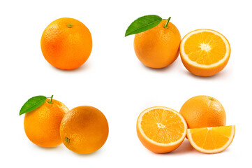 Set of oranges isolated on white