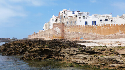 General view of the anciend walled city of Essaouira in Morocco. An important port on the Atlantic coast.