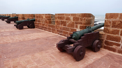 cannons on the city walls at Essaouira, protecting the city from invasion from the sea