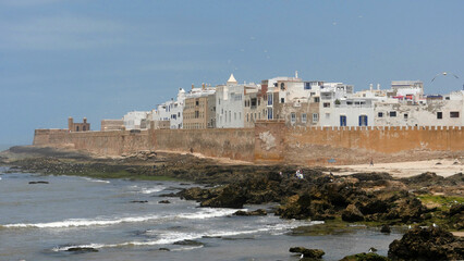 The walls of the Medina and general overview of the ancient port of Essaouira in Morocco