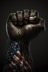 Fototapeta na wymiar A Martin Luther King Fist With United States of America Flag Art, Generative Ai