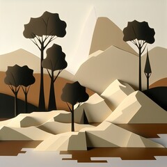 Landscape of the transcendental power of the natural world, muted colors, illustration made with Generative AI