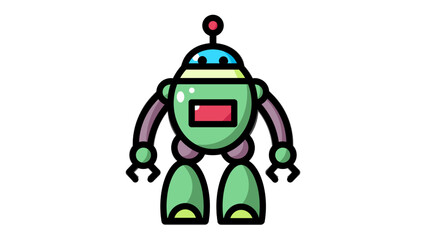 Naklejka premium cartoon green robot isolated on white vector