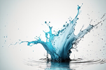 isolated water splash on a white background. Generative AI