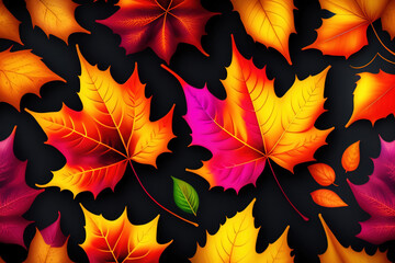 Generative AI: Seamless pattern with leaves for wallpaper or fabric.