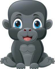 Cute baby gorilla cartoon sitting