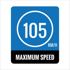 sign 105 kmh Isolated Road Maximum Speed limit sign icon on white background vector illustration.