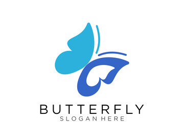 blue lines butterfly simple logo symbol vector icon graphic design illustration