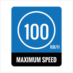 sign 100 kmh Isolated Road Maximum Speed limit sign icon on white background vector illustration.