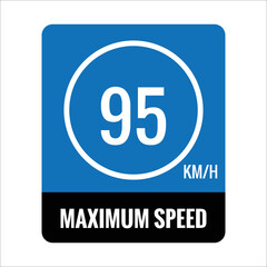sign 95 kmh Isolated Road Maximum Speed limit sign icon on white background vector illustration.