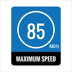 sign 85 kmh Isolated Road Maximum Speed limit sign icon on white background vector illustration.
