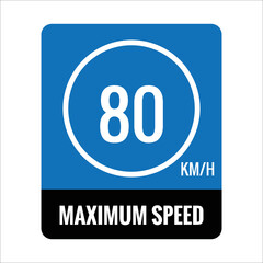 sign 80 kmh Isolated Road Maximum Speed limit sign icon on white background vector illustration.