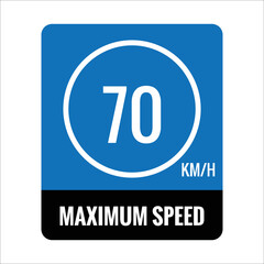 sign 70 kmh Isolated Road Maximum Speed limit sign icon on white background vector illustration.