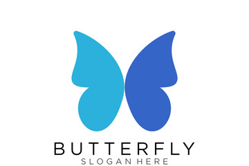 blue lines butterfly simple logo symbol vector icon graphic design illustration