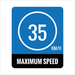 sign 35 kmh Isolated Road Maximum Speed limit sign icon on white background vector illustration.