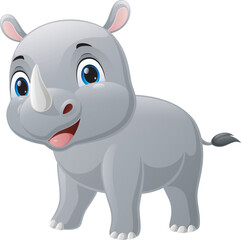Cute baby rhino cartoon posing