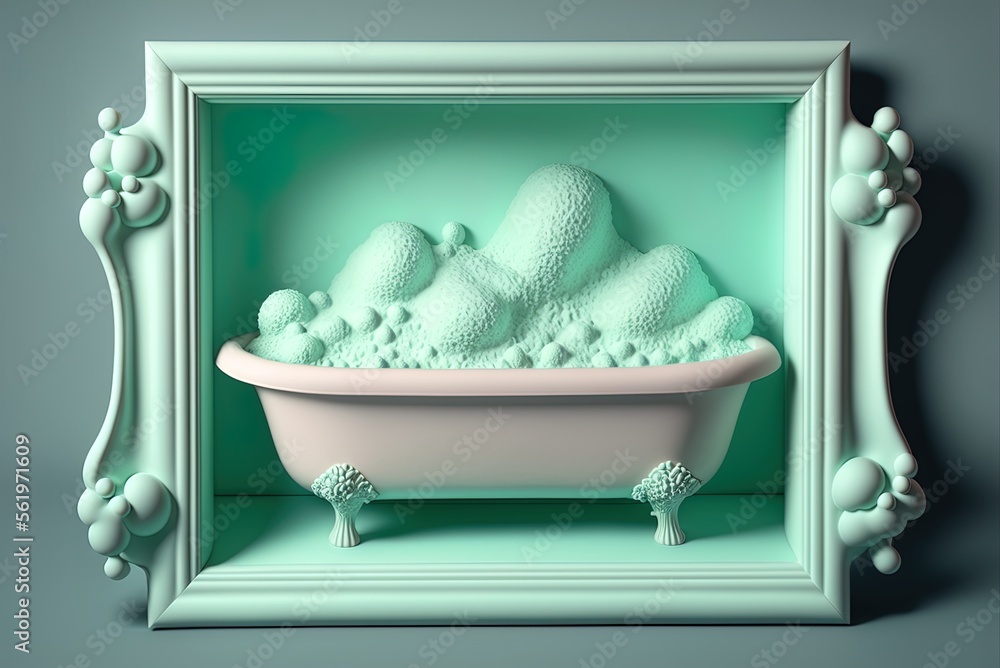 Poster frame with a texture reminiscent to bath foam generative ai