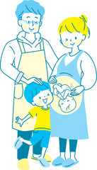 出産が待ち遠しい家族のベクターイラスト素材