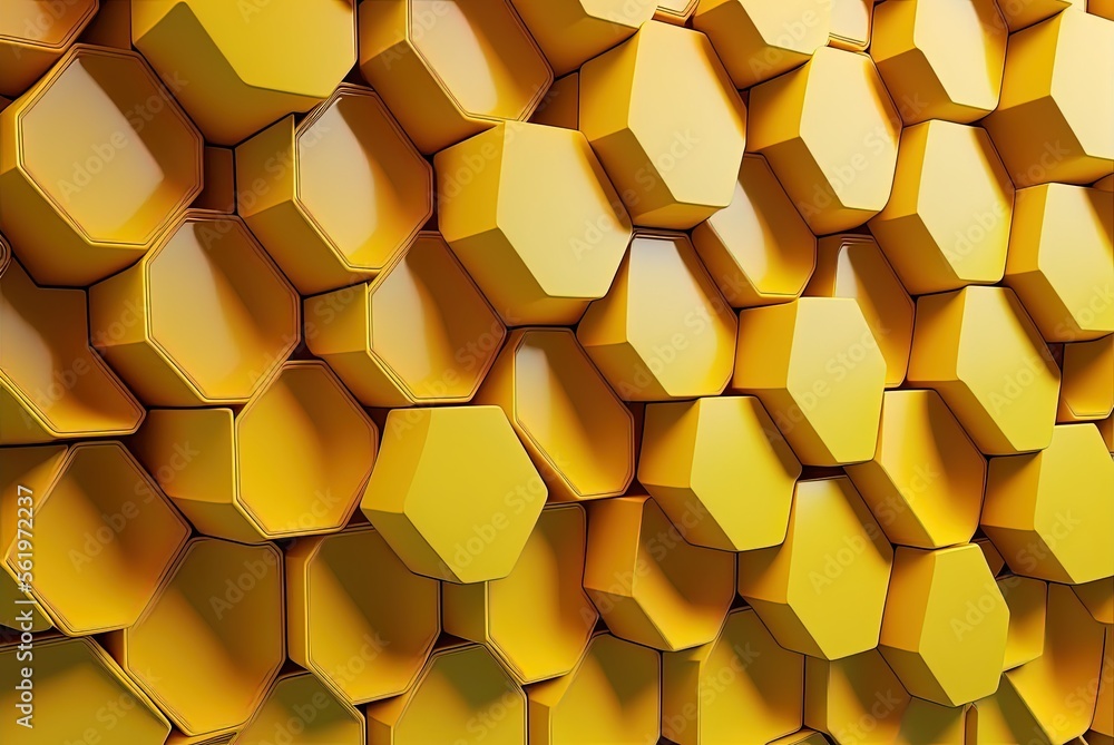 Poster to create a wall effect, yellow mosaic tiles were laid up in a certain pattern. a semiglossy block b