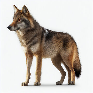Eurasian Wolf full body image with white background ultra



